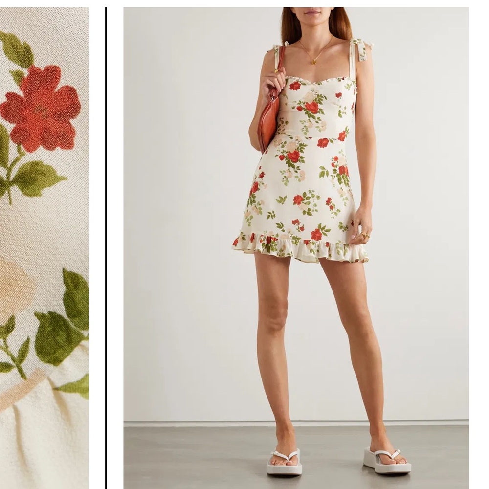 REFORMATION Christine Tie Shoulder Ruffle Minidress
